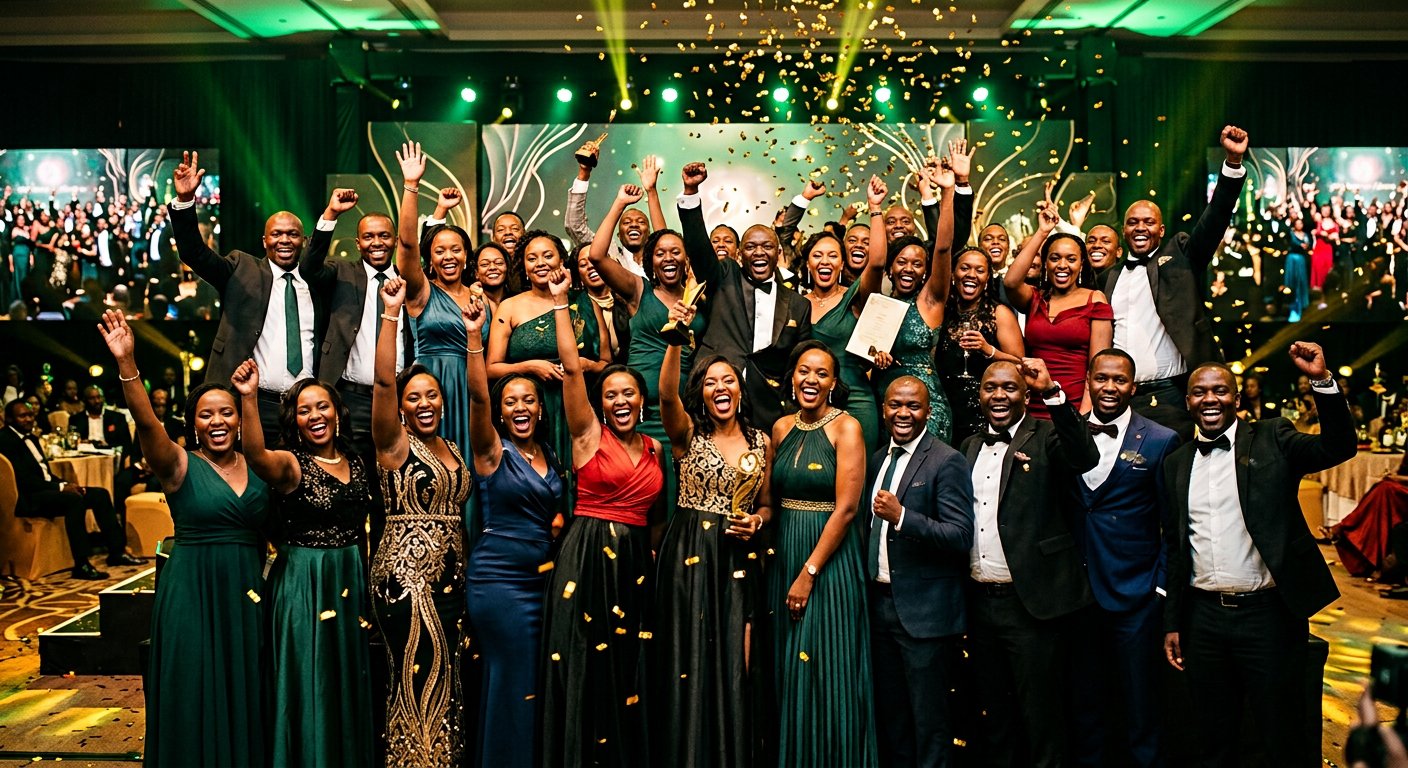 Kenyan members celebrating at an awards gala
