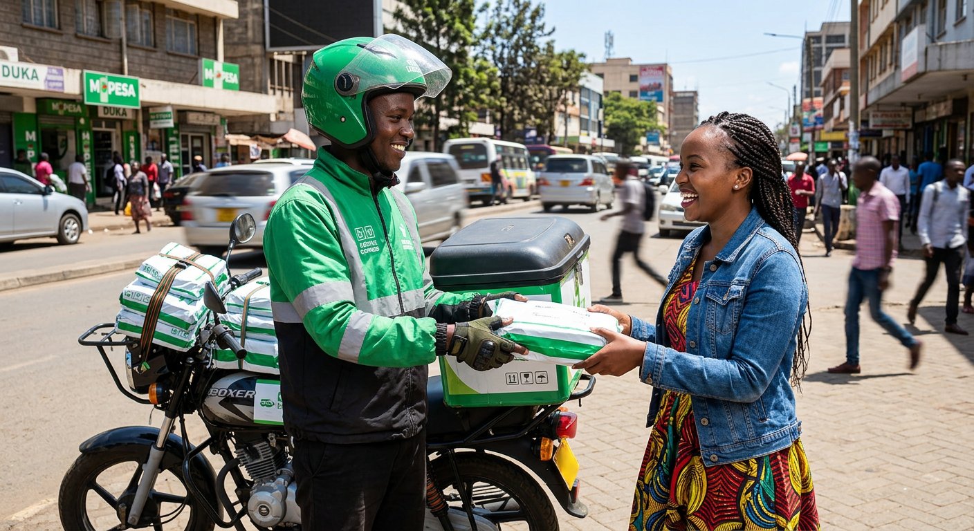 A rider delivering NeoLife parcels in Nairobi
